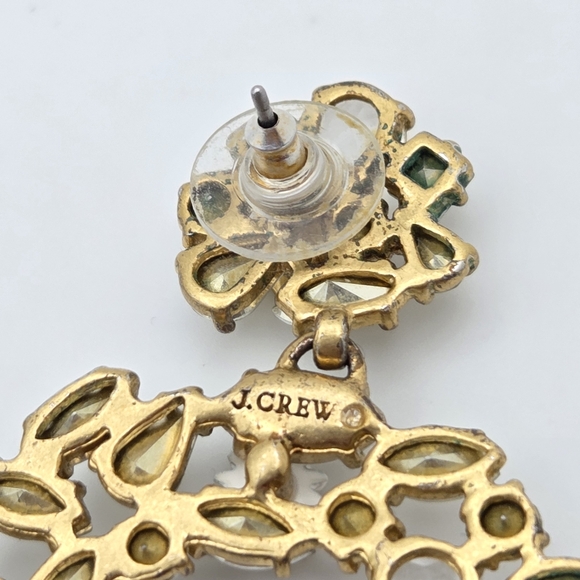 J. Crew Floral Crystal Wreath Statement Earrings – Antiqued Gold-Tone - Picture 14 of 16